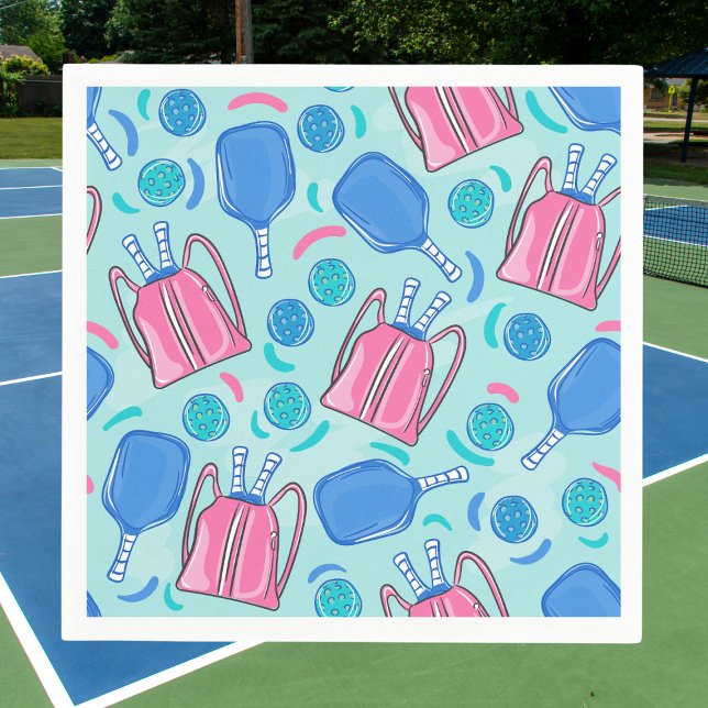 Servilleta De Papel Palas y Pelotas de Pickleball Azules  (Subido por el creador)