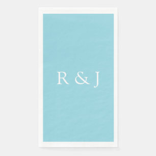 Servilleta De Papel Pale Blue Cyan Monograma Inicial Ampersand Boda