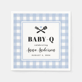 Servilleta De Papel Pale Blue Gingham Plaid Baby Q