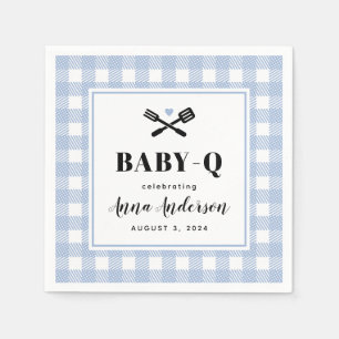 Servilleta De Papel Pale Blue Gingham Plaid Baby Q