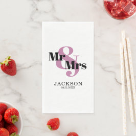 Servilleta De Papel Pale Burgundy y Black Mr & Mrs Boda