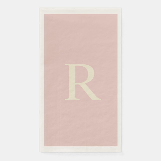 Servilleta De Papel Pale Pink and Cream Pastel Monogrammed  (Anverso)