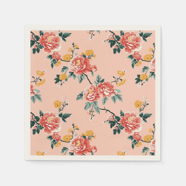Servilleta De Papel Pale Pink Chinoiserie Floral (Anverso)