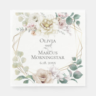 Servilleta De Papel Pale Rubor y Ivory Peonies