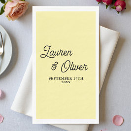 Servilleta De Papel Pale Yellow Script Minimalist Wedding