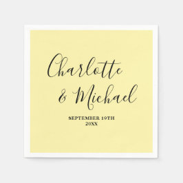 Servilleta De Papel Pale Yellow Script Minimalist Wedding