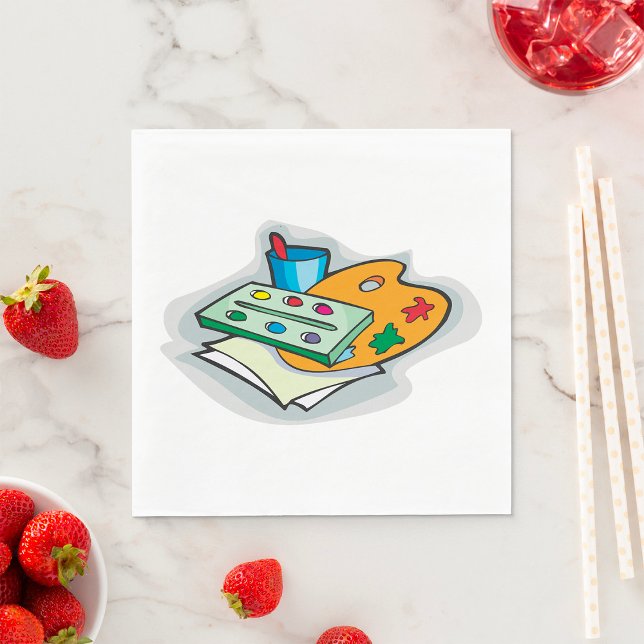 Servilleta De Papel Paleta acuarela y pincel de material de arte (Subido por el creador)