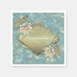 Servilleta De Papel Paleta azul claro en un diseño de barbacoa de oro 