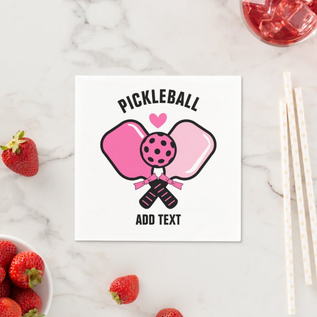 Servilleta De Papel Paleta de Pickleball Rosa con Lazo (In situ)