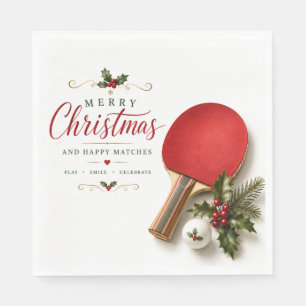 Servilleta De Papel Paleta de Ping Pong y bola con tema de Navidad