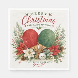 Servilleta De Papel Paleta de Ping Pong y pelota con tema de Navidad