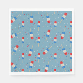 Servilleta De Papel Paletas de hielo rojas blancas y azules con estrel