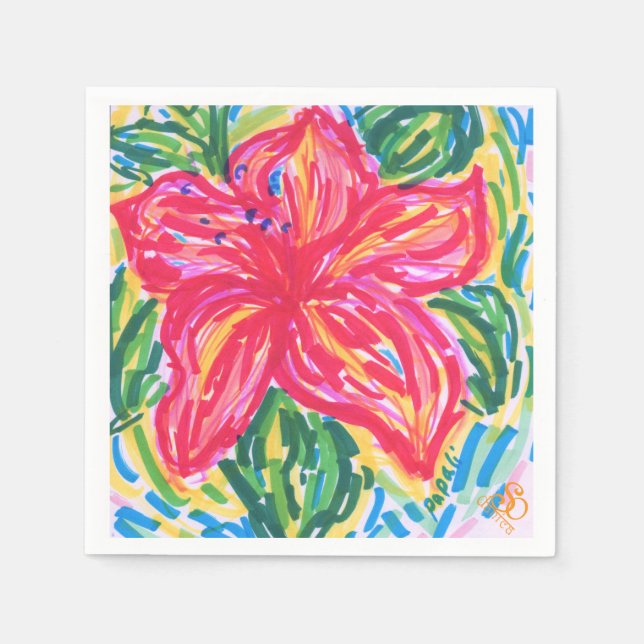 Servilleta De Papel Palm Beach Hibiscus napkin (Anverso)