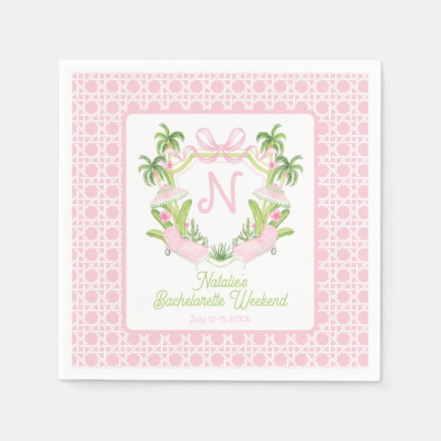 Servilleta De Papel Palm Beach Monogram Crest Bachelorette Weekend (Anverso)