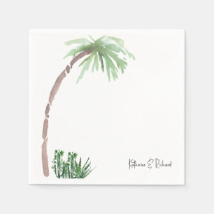 Servilleta De Papel Palm Cactus Tropical Boda Script Nombres Cóctel