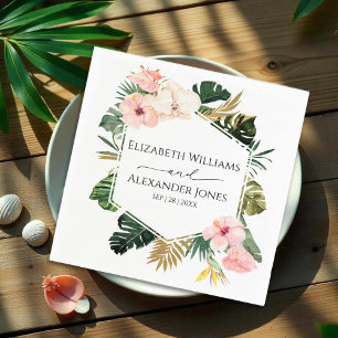 Servilleta De Papel Palm Deja Hibiscus Tropical Boda Napkins