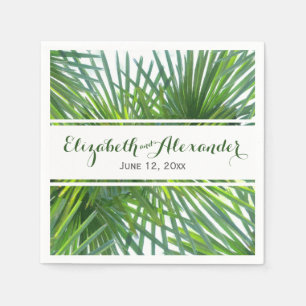 Servilleta De Papel Palm Greeneration Names y Date Boda Napkin