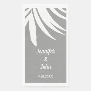 Servilleta De Papel Palm Leaves Boda Gris Blanco Tropical Playa