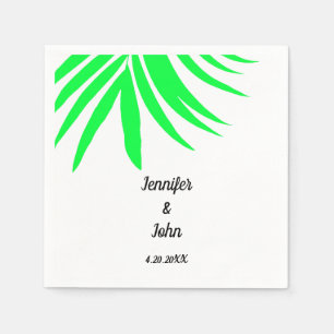 Servilleta De Papel Palm Leaves Personalizado Blanco Verde Boda tropic