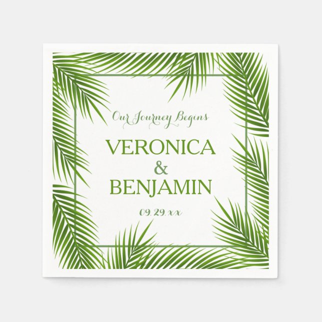Servilleta De Papel Palm Leaves Tropical Beach Wedding (Anverso)