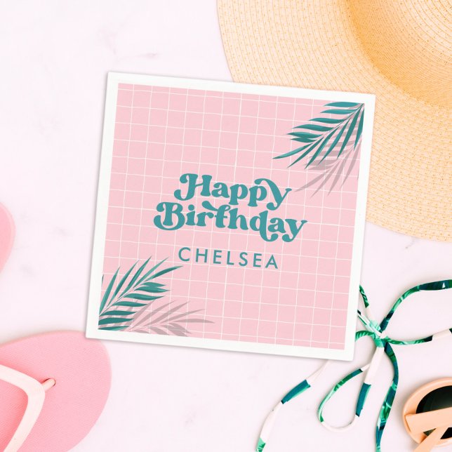 Servilleta De Papel Palm Springs Pool Fiesta Adulto Rosa Cumpleaños (palm springs pink pool party napkins)