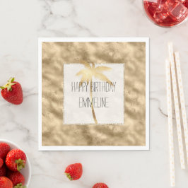 Servilleta De Papel Palm Tree de oro Glitz