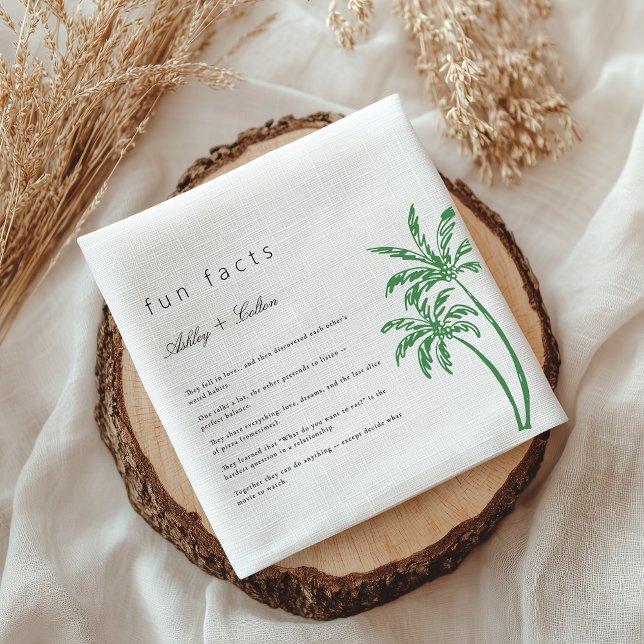 Servilleta De Papel Palm Tree Fun Facts About The Newlyweds Wedding  (Subido por el creador)
