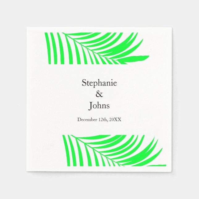 Servilleta De Papel Palm Tree Leaf Green Leaves Elegante Boda (Anverso)