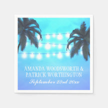 Palm Tree Lights Watercolor Sky Bodas Napkins