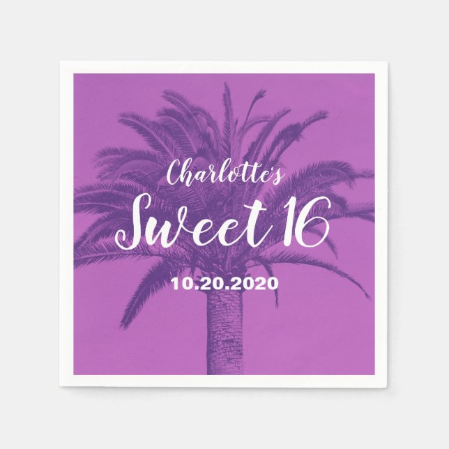 Servilleta De Papel Palm Tree Sweet 16 (Anverso)