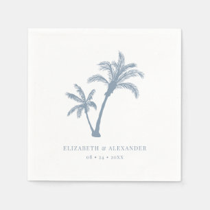 Servilleta De Papel Palm Tree Tropical Beach Dusty Blue Boda