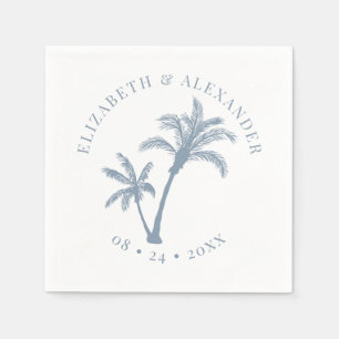 Servilleta De Papel Palm Tree Tropical Beach Wedding Dusty Blue