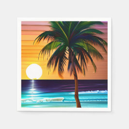 Servilleta De Papel Palm Tree tropical bonito y Ocean Sunset