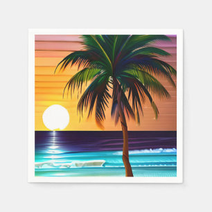 Servilleta De Papel Palm Tree tropical bonito y Ocean Sunset
