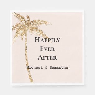 Servilleta De Papel Palm Tree Tropical Purpurina Oro