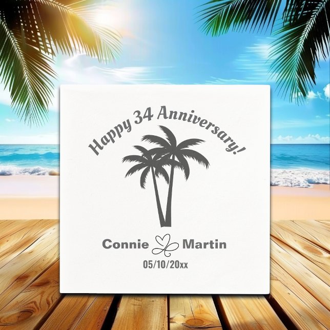 Servilleta De Papel Palm Trees, 34° Aniversario Boda (Subido por el creador)