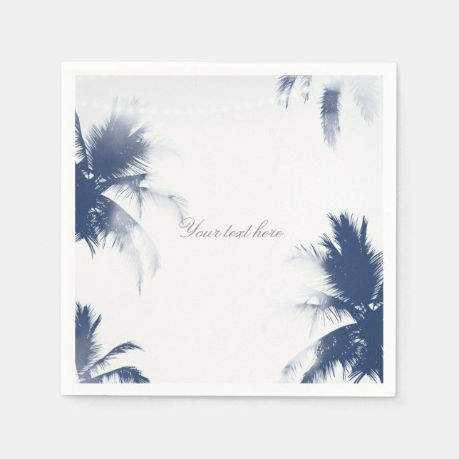 Servilleta De Papel Palm Trees Glamour Blanco Moda Tropical Moderno (Anverso)