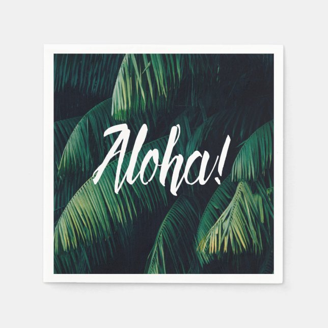Servilleta De Papel Palm tropical Aloha deja tipografía (Anverso)
