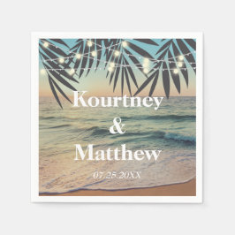 Servilleta De Papel Palm Tropical Custom Wedding Beach String Luces