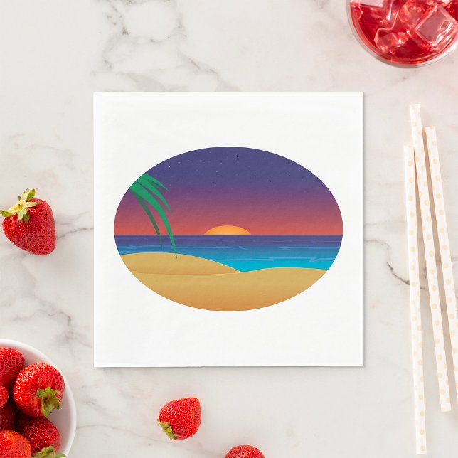 Servilleta De Papel Palm Tropical Sunset Beach deja olas oceánicas (Subido por el creador)
