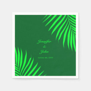 Servilleta De Papel Palm verde deja Boda verde tropical forestal