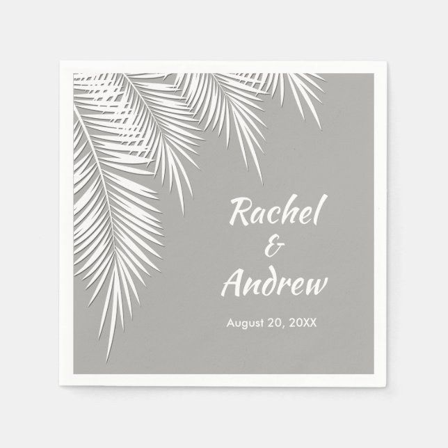 Servilleta De Papel Palma Blanca en Servilletas de Fiesta de Plata (Anverso)