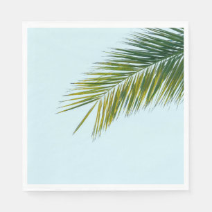 Servilleta De Papel Palma Tropical Verde en Azul Claro