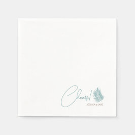 Servilleta De Papel Palmas Aqua ・ Bonito Boda moderno costero