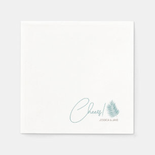 Servilleta De Papel Palmas Aqua ・ Bonito Boda moderno costero