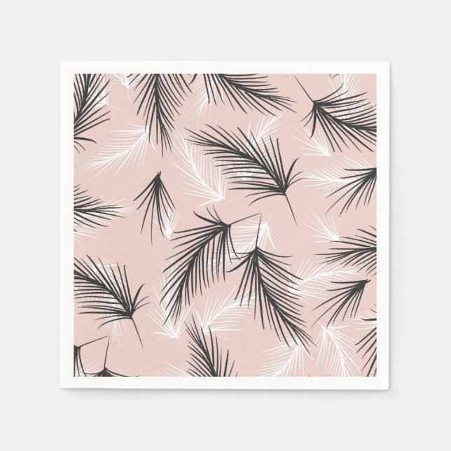 Servilleta De Papel Palmas Blanco Negro Tono Terroso Rosa (Anverso)