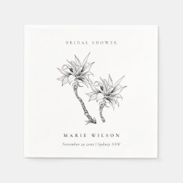 Servilleta De Papel Palmas tropicales Black White Sketch Bridal Shower