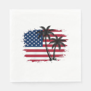 Servilleta De Papel Palmera Bandera Americana Arte Vectorial Playa Pat