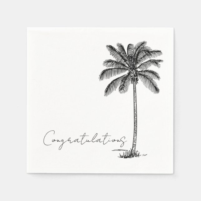 Servilleta De Papel Palmera Playa Tropical Minimal Felicitaciones (Anverso)