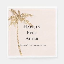 Servilleta De Papel Palmera Tropical de Purpurina Dorada